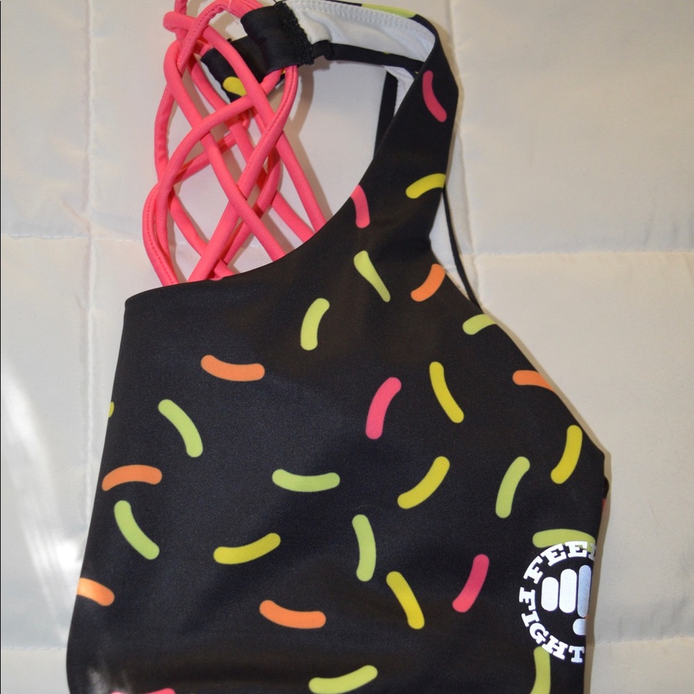 NWOT Feed Me Fight Me Donut Sprinkle Sports Bra